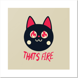 That's Fire || Black Cat With Fiery Eyes Posters and Art